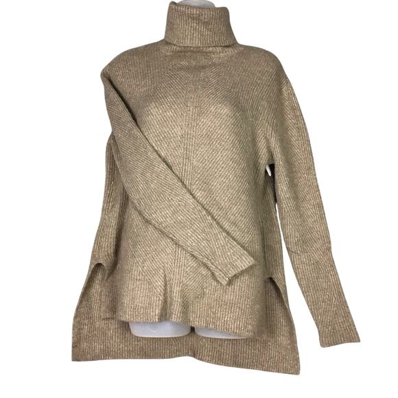 Sweet Romeo Sweater Women’s Medium Brown Tan Turtleneck Hi Low Pullover - Picture 1 of 9